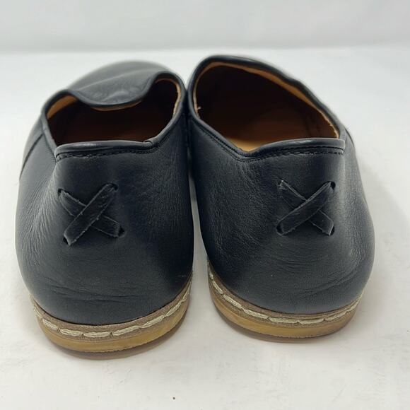 Black Flats Slip-On Shoes with Smooth Leather and Rounded Toe - Picture 5 of 10